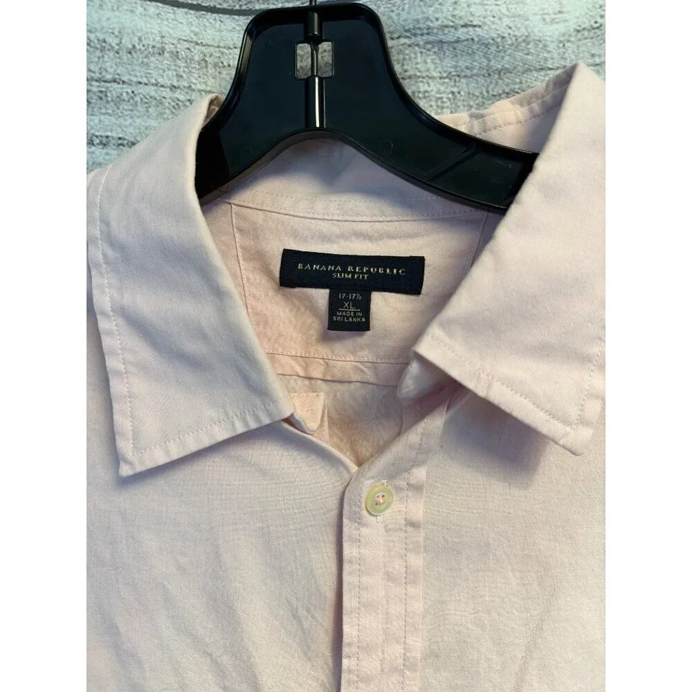 Banana Republic Mens Slim Fit Soft Pink Long Sleeve Button-Down Shirt XL